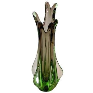 Vintage 1960s Murano Art Glass Sommerso Stretch Fingers Swung Vase 11" Italy